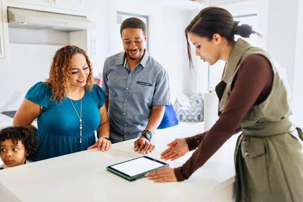 real estate agent helping clients