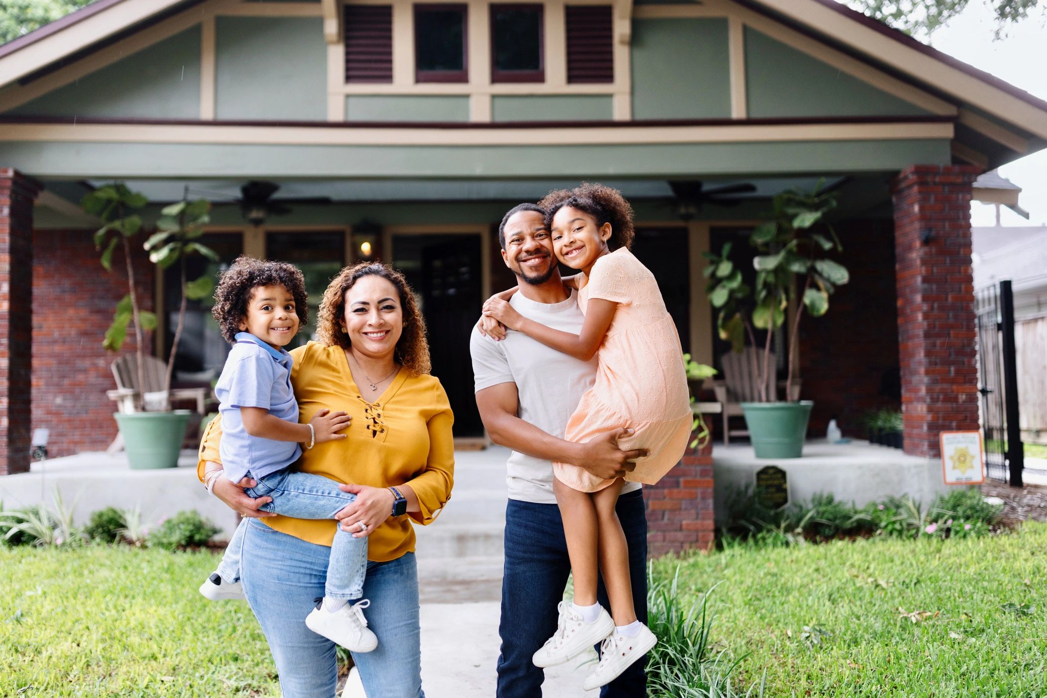 happy family buying new home